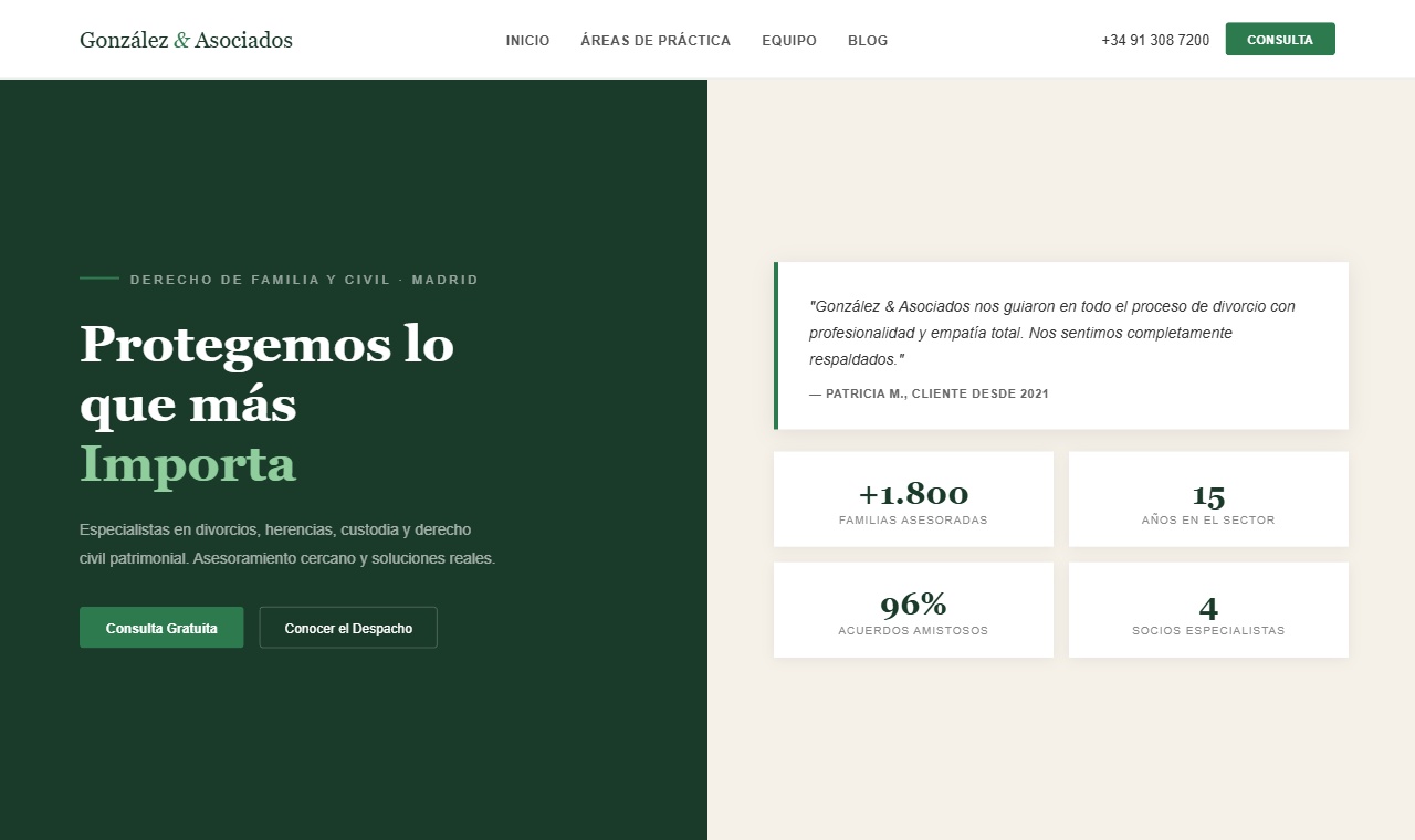 Diseño web para González & Asociados realizado por Juridigital