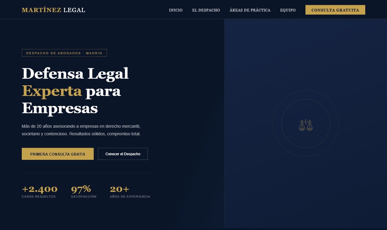 Diseño web para Bufete Martínez Legal realizado por Juridigital