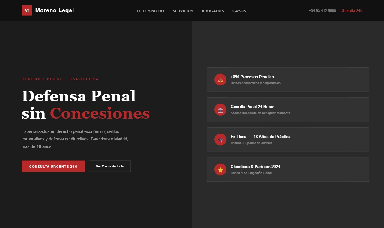 Diseño web para Moreno Legal realizado por Juridigital