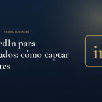 Icono de LinkedIn en dorado sobre fondo azul marino, imagen de Juridigital sobre captación de clientes